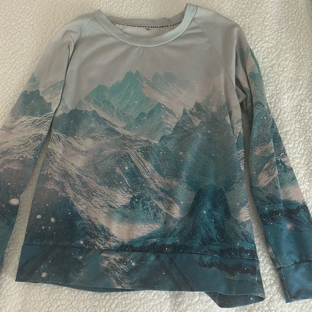 Girls Winter Mountain Long Sleeve Blue Monochrome